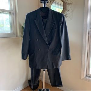 Double Breasted Gray Blue pattern Full Men’s Suit